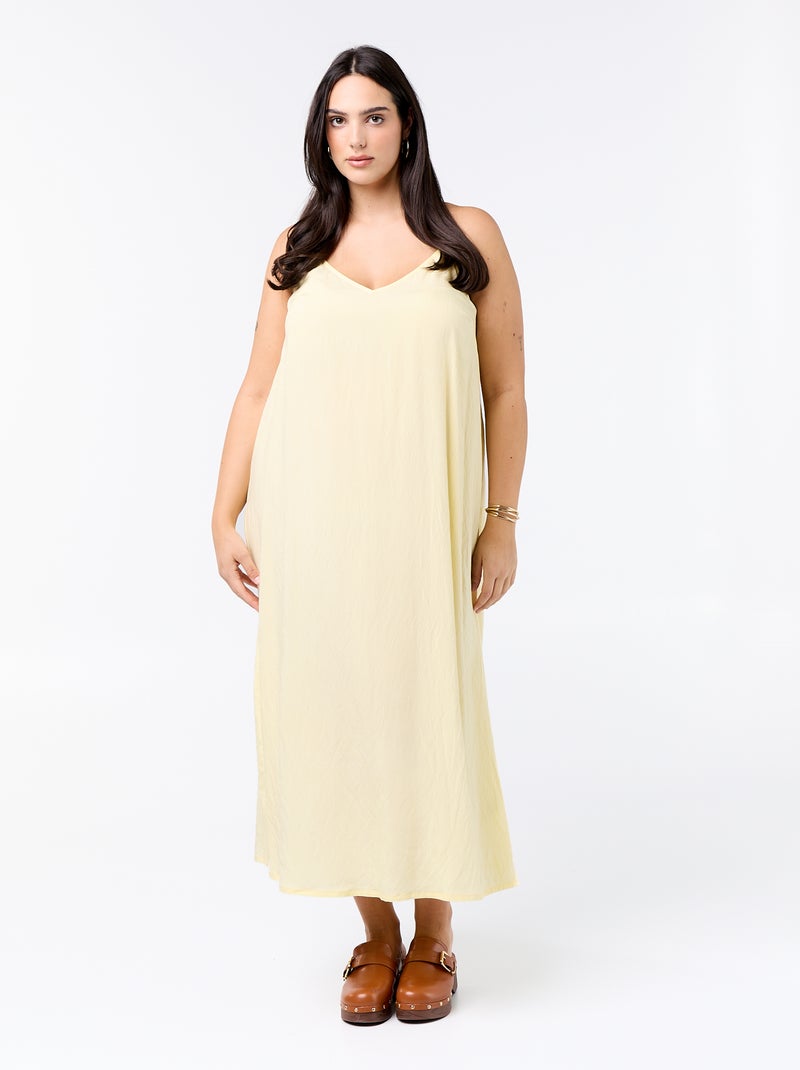 Robe midi à bretelles réglables Jaune - Kiabi