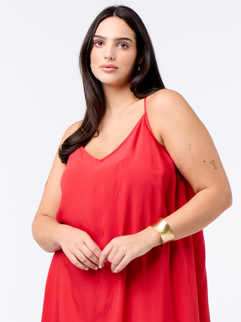Robe midi à bretelles réglables Rouge - Kiabi