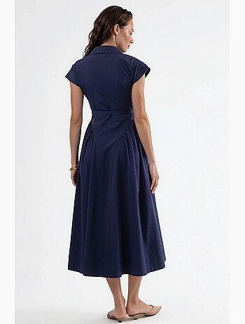 Robe midi à ceinture avec col chemise busem