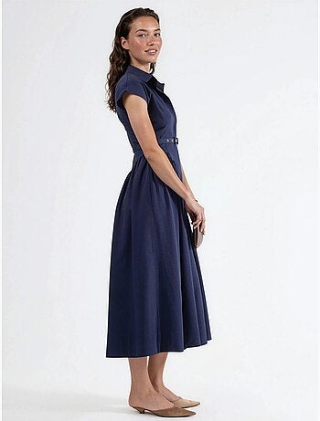 Robe midi à ceinture avec col chemise busem