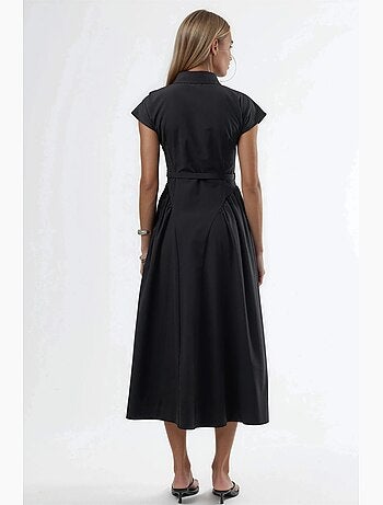 Robe midi à ceinture avec col chemise busem
