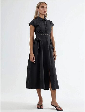 Robe midi à ceinture avec col chemise busem