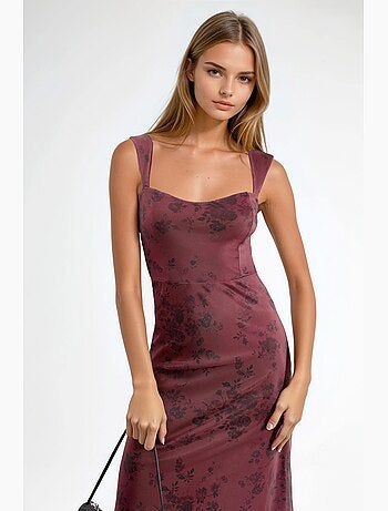 Robe midi à col cœur fleuri hiccup