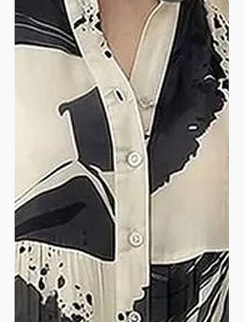 Robe midi à col en v abstrait et manches longues lucci