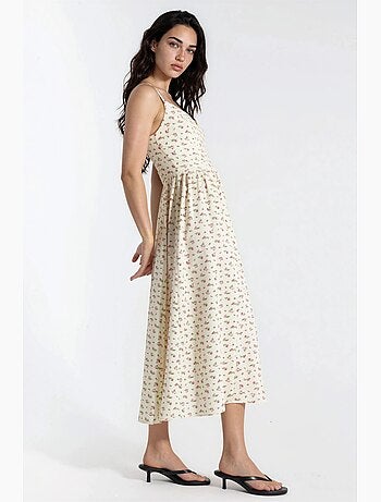 Robe midi à col en v fleurie hiccup