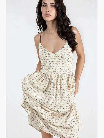 Robe midi à col en v fleurie hiccup