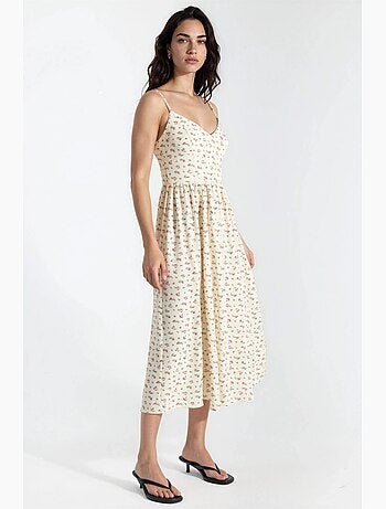 Robe midi à col en v fleurie hiccup