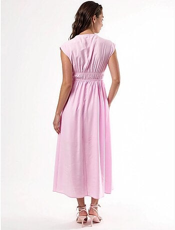 Robe midi à col v avec détail nœud busem