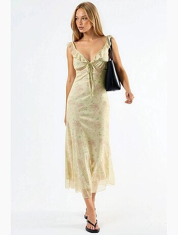 Robe midi à col v fleuri hiccup