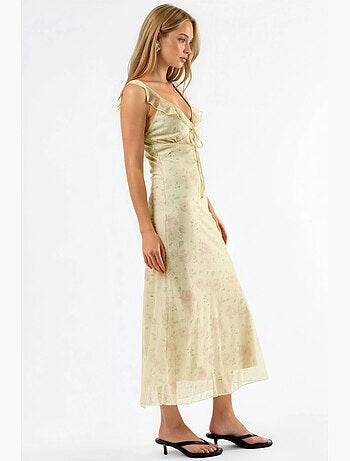 Robe midi à col v fleuri hiccup