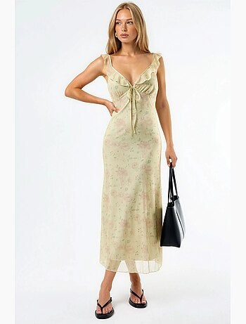 Robe midi à col v fleuri hiccup