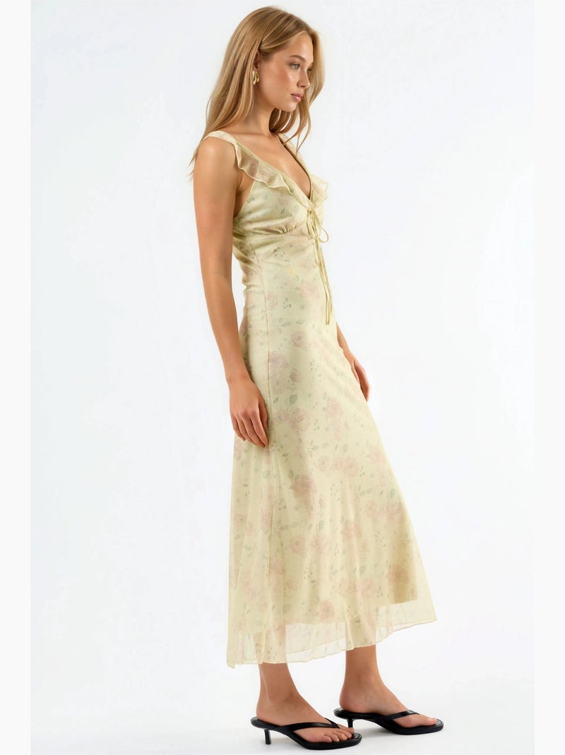 Robe midi à col v fleuri hiccup Crème - Kiabi