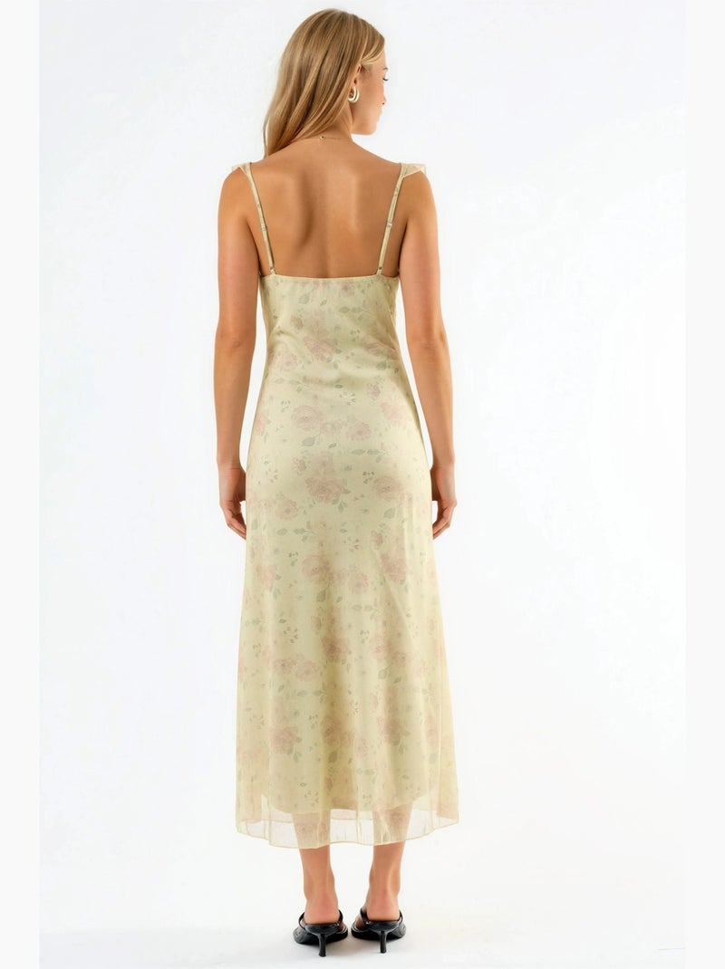Robe midi à col v fleuri hiccup Crème - Kiabi