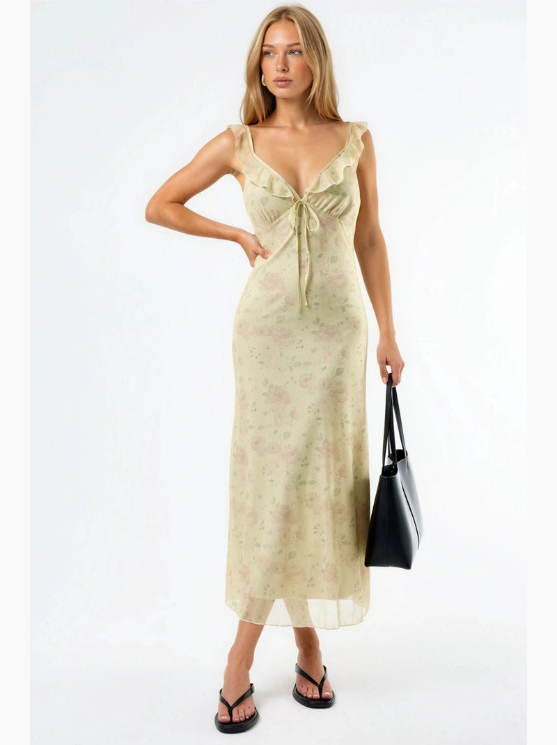 Robe midi à col v fleuri hiccup Crème - Kiabi
