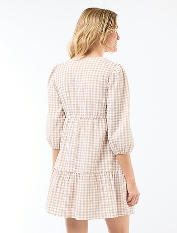 Robe midi à étage à carreaux
