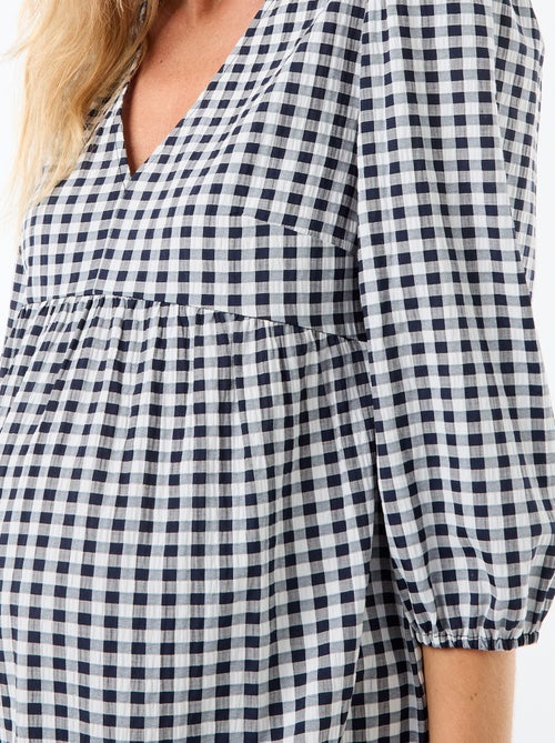 Robe midi à étage à carreaux - Kiabi