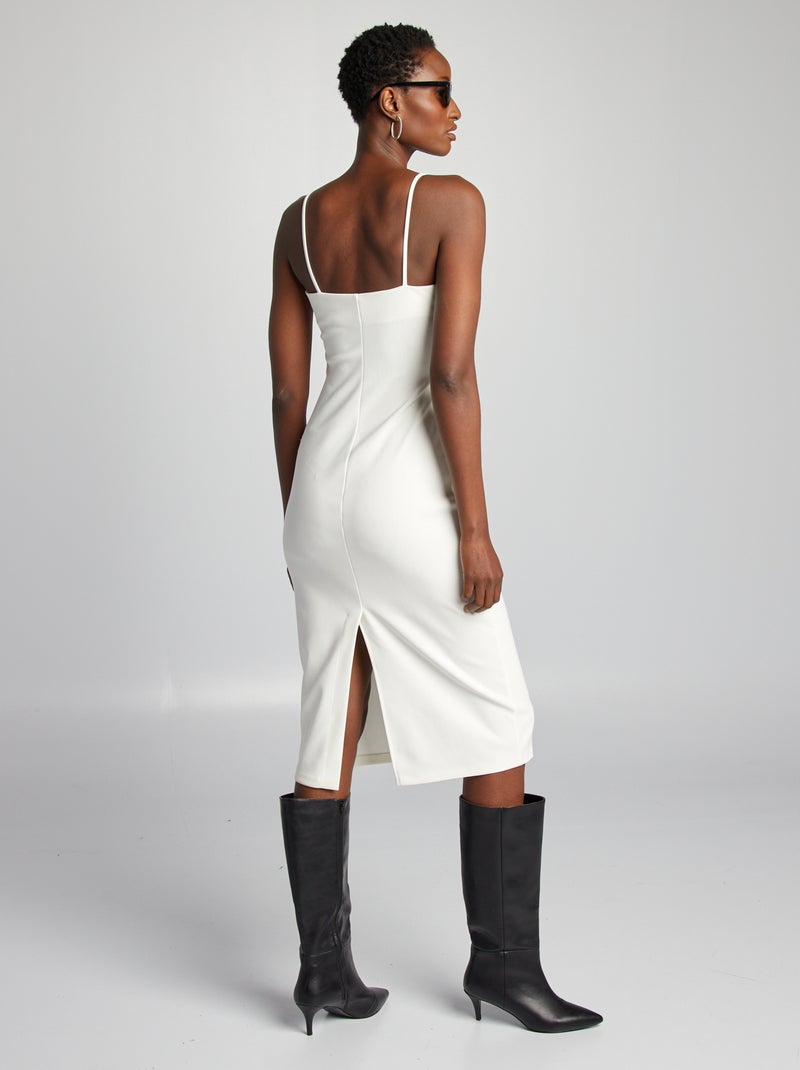 Robe midi à fines bretelles Blanc - Kiabi