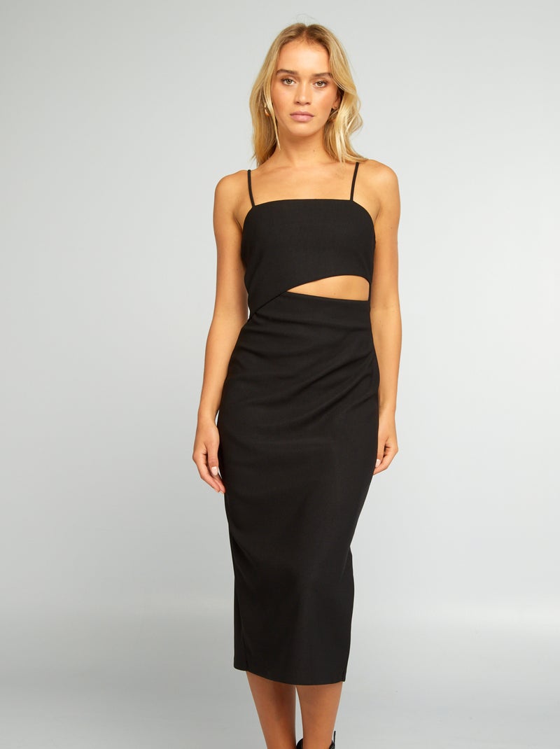 Robe midi à fines bretelles noir - Kiabi
