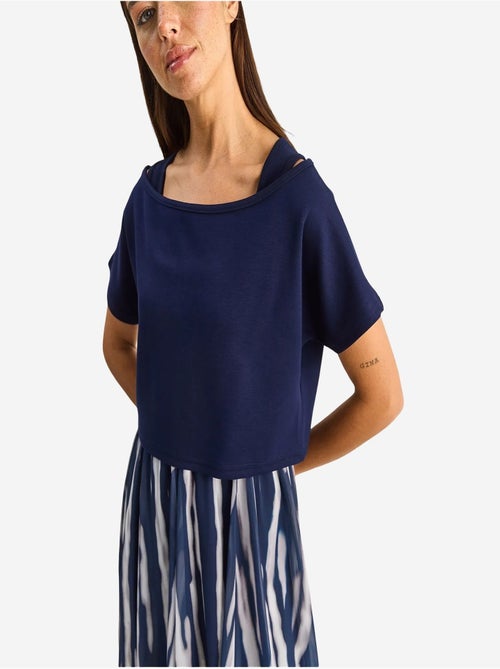 Robe midi à imprimé abstrait et col bateau lucci - Kiabi Robe midi à imprimé abstrait et col bateau lucci - Kiabi