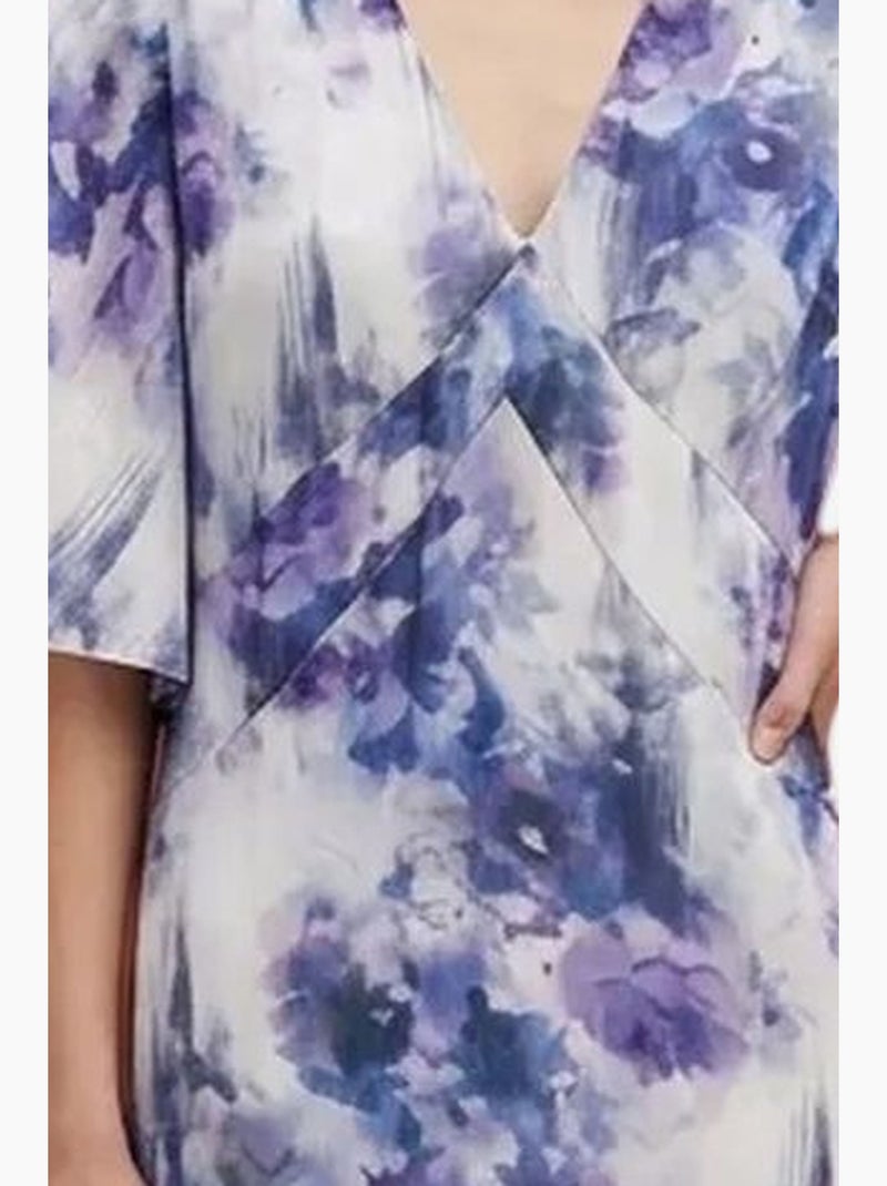Robe midi à imprimé abstrait my fashion Blanc Bleu - Kiabi