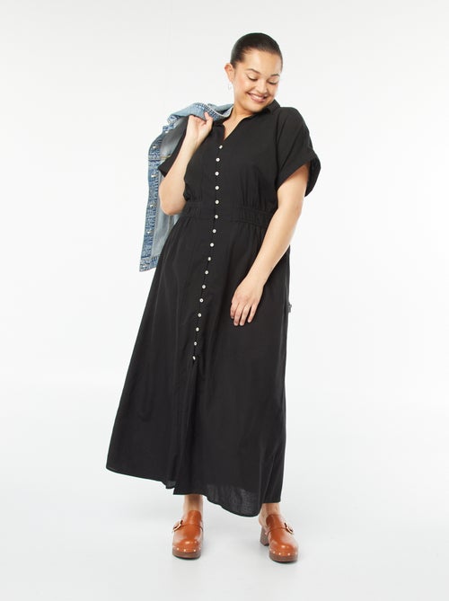 Robe midi à manches courtes avec col chemise - Kiabi