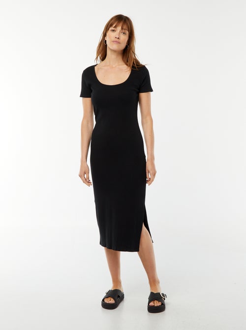 Robe midi à manches courtes avec fente - Kiabi