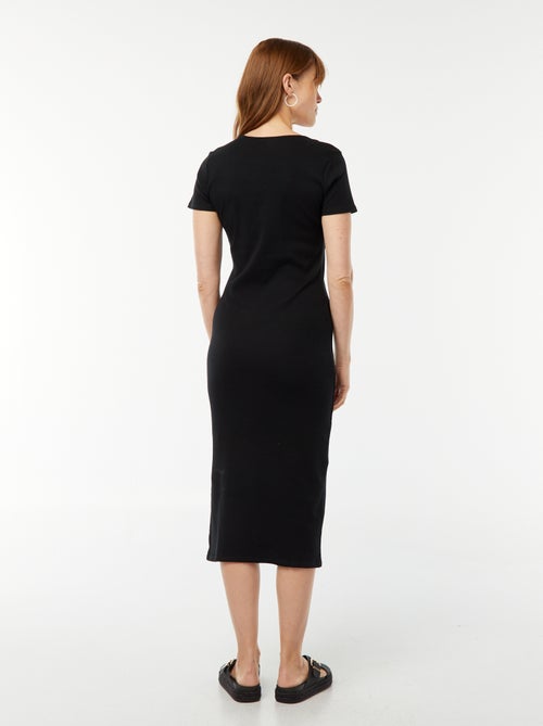 Robe midi à manches courtes avec fente - Kiabi