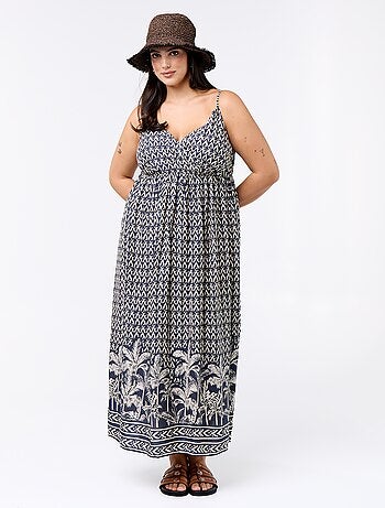 Robe midi à motif avec fines bretelles réglables