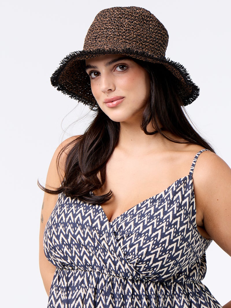 Robe midi à motif avec fines bretelles réglables Gris - Kiabi