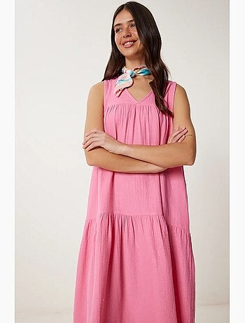 Robe midi à volants et col en v istanbul