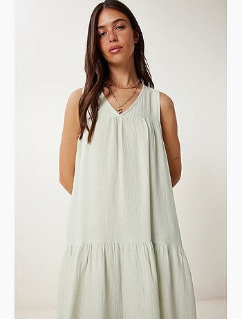 Robe midi à volants et col en v istanbul
