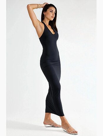 Robe midi asymétrique à col en v busem