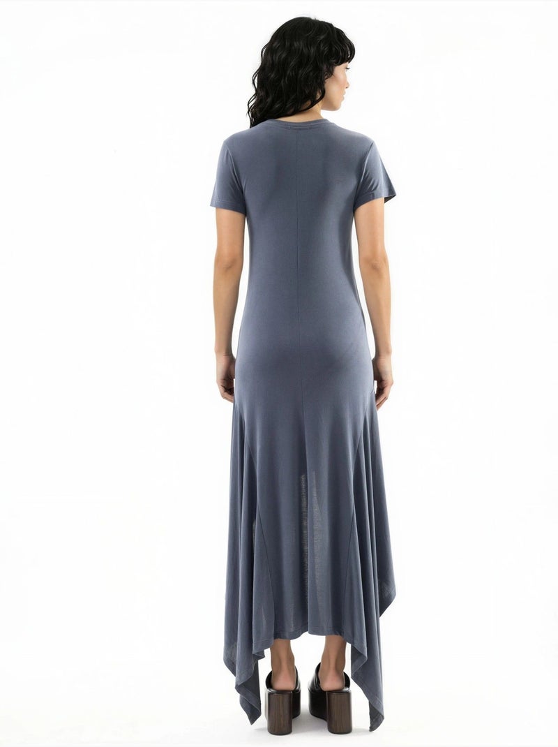 Robe midi asymétrique à col rond busem Gris foncé - Kiabi