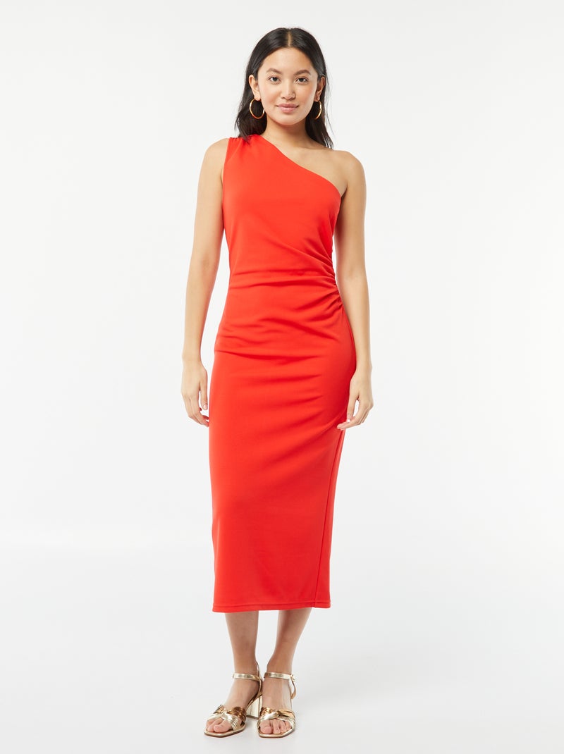 Robe midi asymétrique rouge - Kiabi