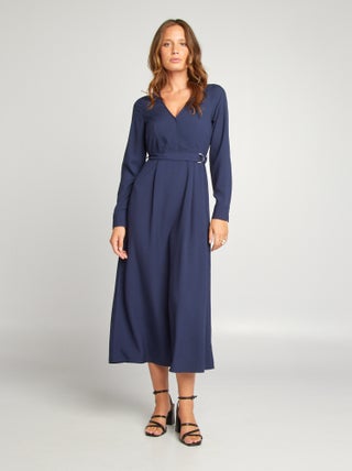 Robe midi avec col croisé