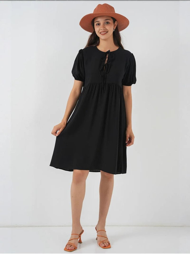 Robe midi avec fermeture à nœud papillon bdart Noir - Kiabi