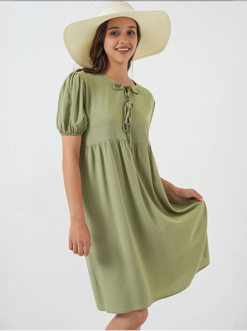 Robe midi avec fermeture à nœud papillon bdart Vert clair - Kiabi
