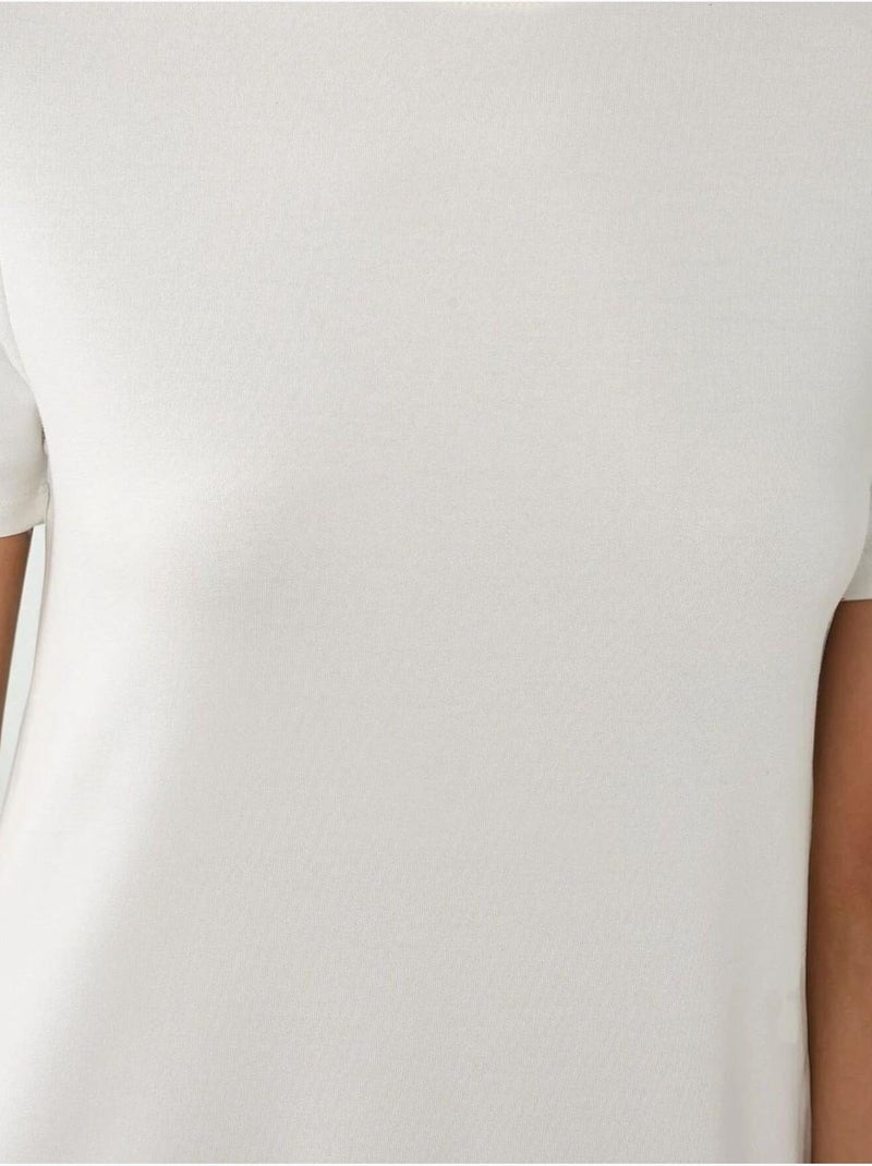 Robe midi basique à col ras du cou et manches courtes hiccup Blanc - Kiabi