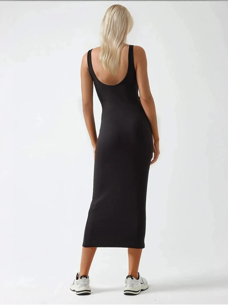 Robe midi basique douce au toucher hiccup Noir - Kiabi