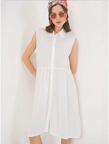 Robe midi boutonnée sans manches avec col chemise bdart