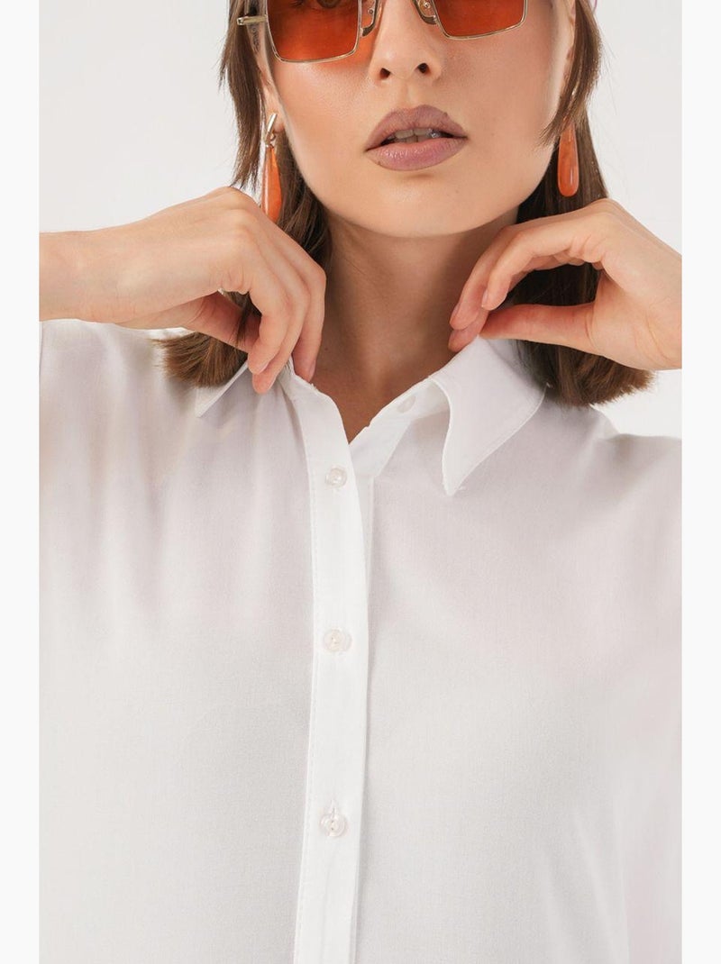 Robe midi boutonnée sans manches avec col chemise bdart Blanc - Kiabi