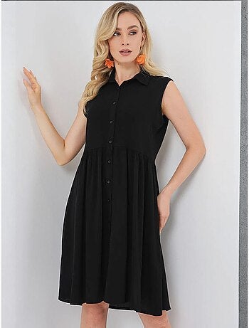 Robe midi boutonnée sans manches avec col chemise bdart