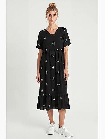 Robe midi brodée à col v istanbul