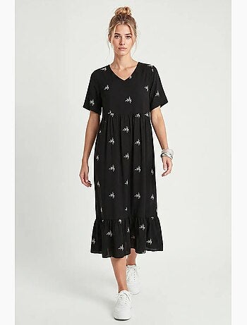 Robe midi brodée à col v istanbul