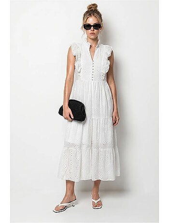 Robe midi brodée en mélange de coton lucci
