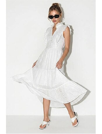 Robe midi brodée en mélange de coton lucci