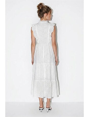 Robe midi brodée en mélange de coton lucci