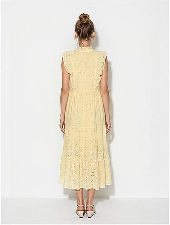Robe midi brodée en mélange de coton lucci