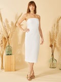 Robe midi bustier unie Blanc - Kiabi