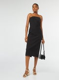 Robe midi bustier unie Noir - Kiabi